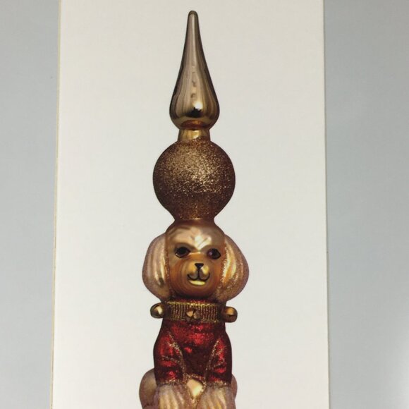 Vondels Christmas Tree Topper with Dog Mouth Blown Glass Hand Painted Poodle - Picture 7 of 16